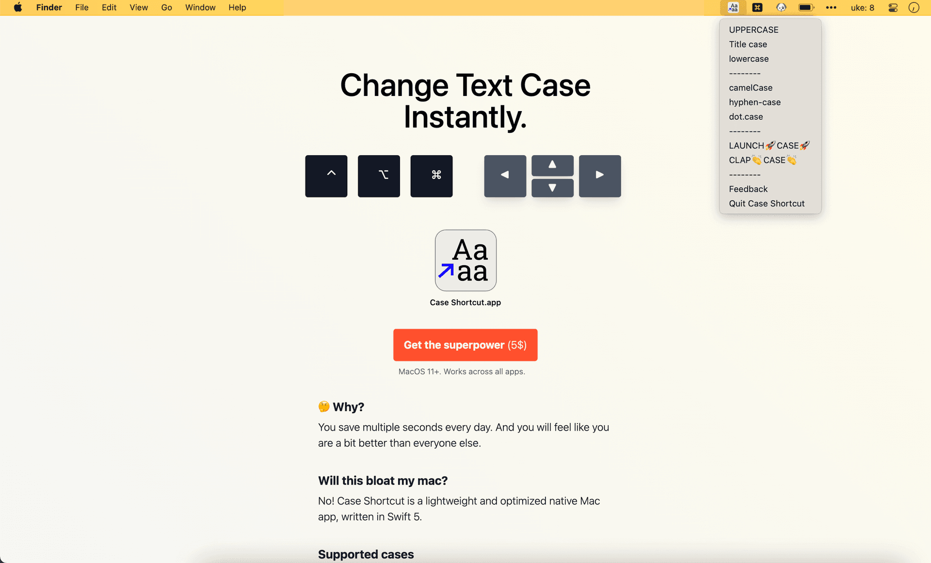 Screenshot of caseshortcut.com