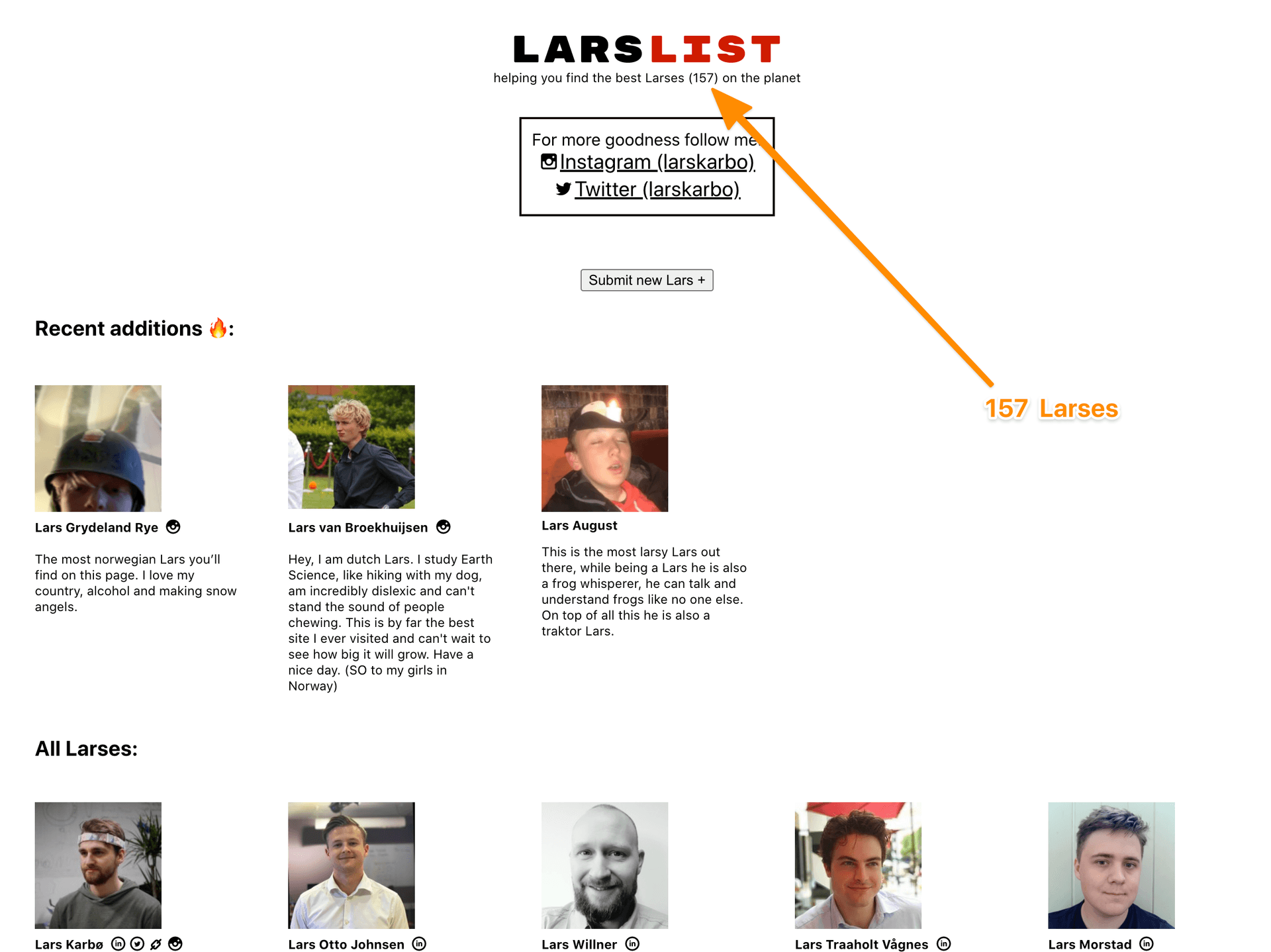 Screenshot of the site now